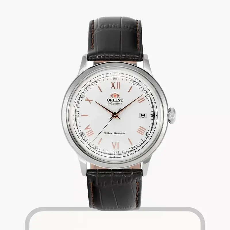 Orient Bambino Version II White Dial Leather Men's Watch- TAC00008W0